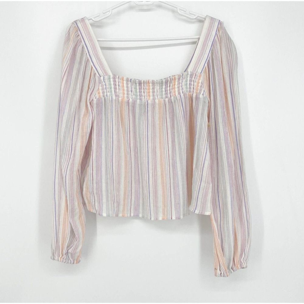*FLAWED* BCBG Generation Women's Striped‎ Pink Square Neck Top Blouse Medium